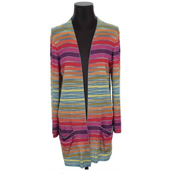 Missoni Italy Cardigan Sweater Tunic Top Set XL Striped Multicolor Luxury Resort - Picture 8 of 11